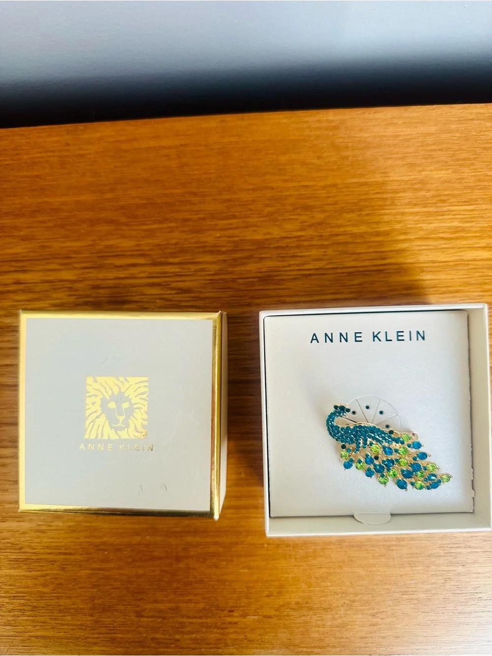 🦚 Anne Klein Jeweled Peacock Brooch — New in Original Box